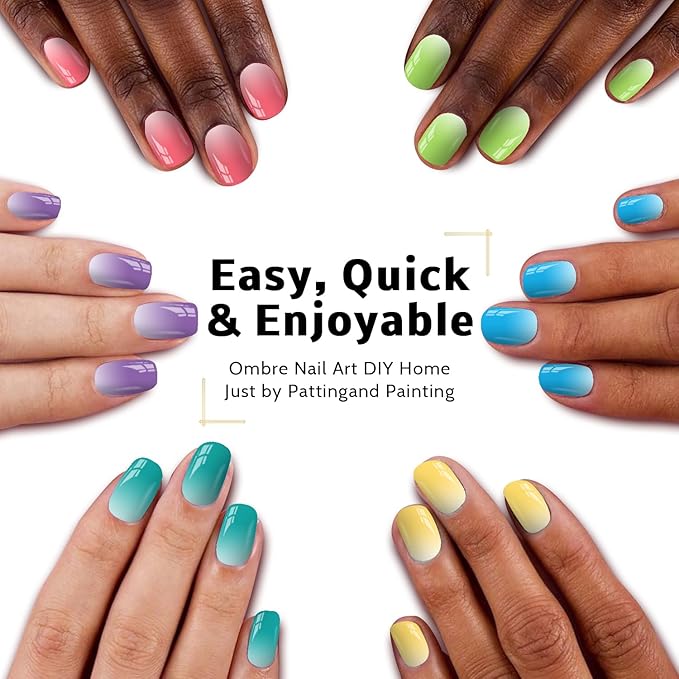 Karroy Sponge Pat Paint Nail Gel, 9 Colors Ombre Nails Gradient Gel Nail Blush Blooming Aura Nails Drawing Stripper Floral Painting Nail Art, No Wipe, UV/LED Curing (9 Colors J)