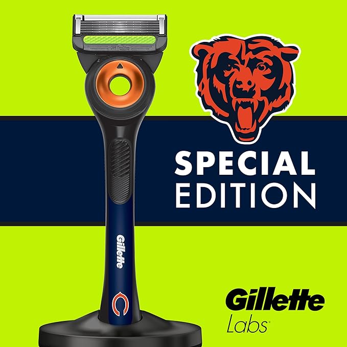 Gillette Labs Special NFL Bears Edition Shaving Razor for Men - 1 Handle, 1 Razor Blade Refill, Perfect for Game Day Grooming, GilletteLabs with Exfoliating Bar