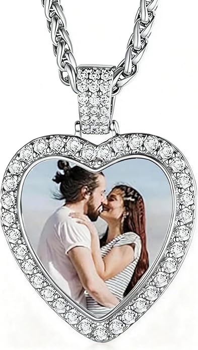 CLYLIFE Picture Necklace Personalized Photo,Custom Disc/Heart Pendant for Men Women Dad Mom Customized Necklace with Chain Photos Memorial Gifts for Mother's Day, Birthday, Anniversary