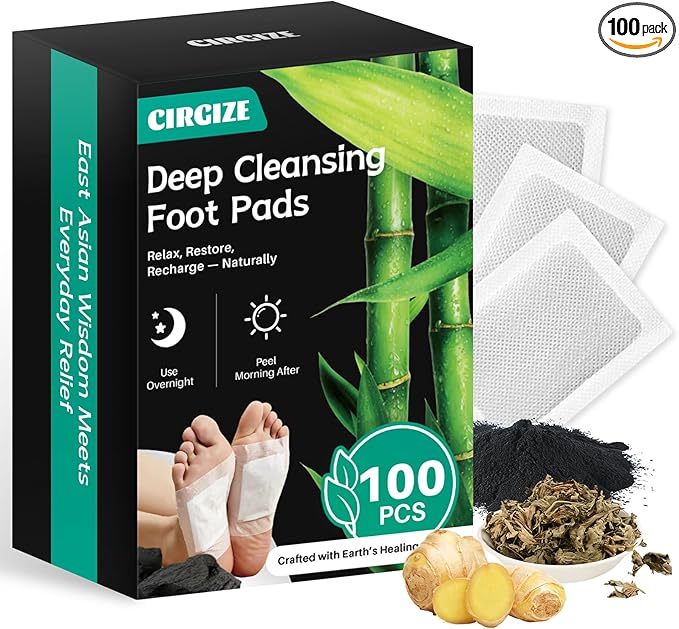 CIRGIZE 100-Count Deep Cleansing Foot Pads, Bamboo Vinegar & Ginger Foot Pads for Sleep Support, Stress & Fatigue Relief | Natural Foot Spa for Daily Wellness | Self-Care Gift for Family & Loved Ones