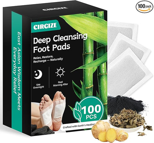 CIRGIZE 100-Count Deep Cleansing Foot Pads, Bamboo Vinegar & Ginger Foot Pads for Sleep Support, Stress & Fatigue Relief | Natural Foot Spa for Daily Wellness | Self-Care Gift for Family & Loved Ones