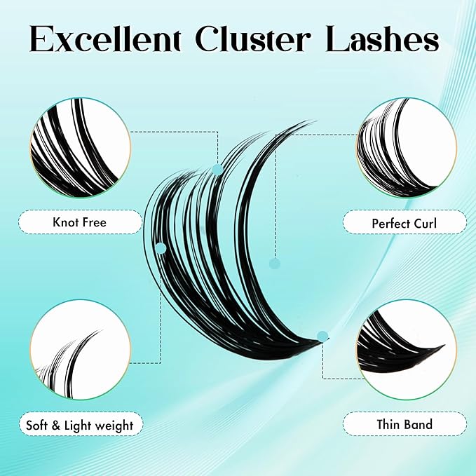 GEMERRY Fluffy Lash Extension Kit Thick Lash Clusters Kit Eyelash Clusters 280Pcs D Curl Eyelash Extension Kit With Lash Bond and Seal, Lash Tweezers, DIY Lash Extension(100P-10-18mm)