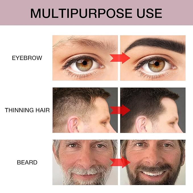 GEUUFEA Hair Mascara for Gray Hair, 3 In 1 Hair Color Concealer Stick with Precision Applicator, Temporary Hairline Filler, Multi-Purpose Mascara for Eyebrow and Beard（Black）