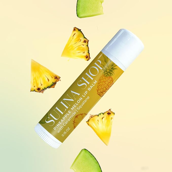 Pineapple Melon Lip Balm Hydrating & Nourishing Lip Moisturizer with Squalane, Castor Oil, and Vitamin E, Smooth Application, Lip Care, Barrier Protection, Non-Waxy, Refreshing Scent - 0.15 Fl oz