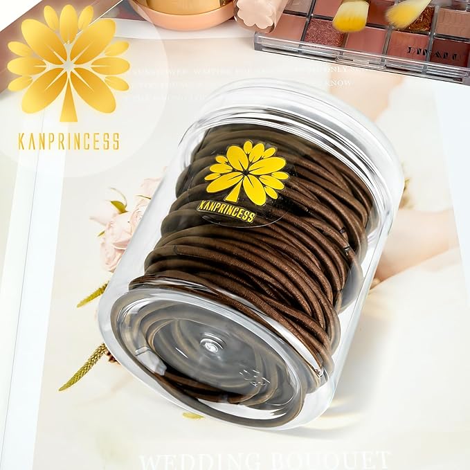 Brown Hair Ties, Ponytail Holders No Damage For Women, Elastic Hair Bands For Thin and Thick Hair (100 PCS)