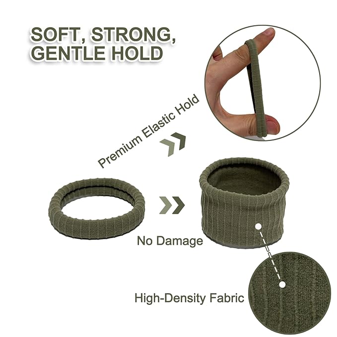Jseng 10Packs Seamless Hair Ties for Women - Soft No Damage Elastic Hair Accessories for Thick Curly Hair - Forest Green