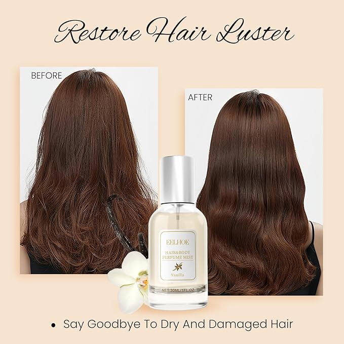 Mxvbaty Hair Perfume for Women Vanilla Pheromone, Hair & Body Shine Spray Nourishing and Hydrating Mist Fragrance, Eau Parfum Long Lasting & Add Shine Portable, Light Perfume, 30 ml