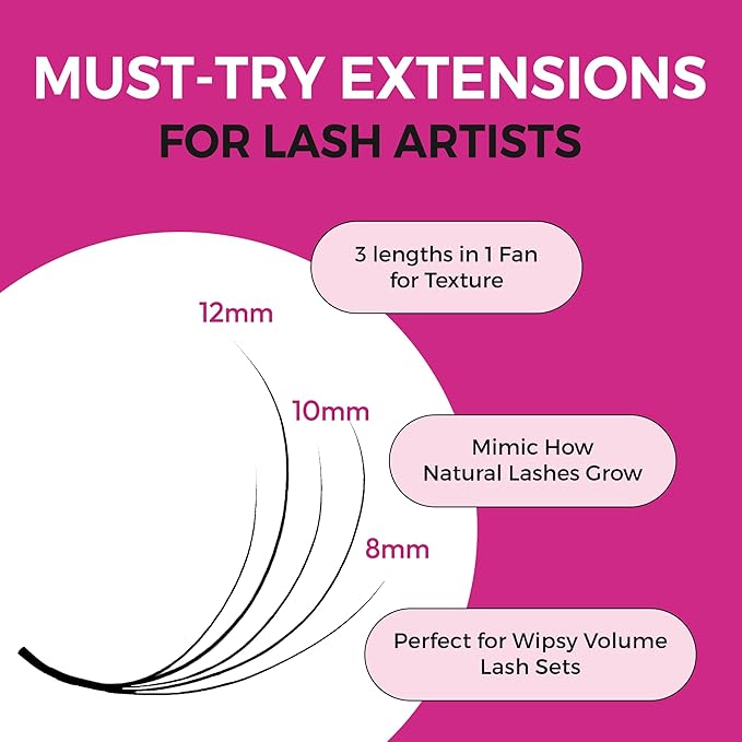 Eyesy Lash 500 Camellia Promade Fans - 5D 0.07 Size 12-14-16mm Curl C - Natural Premade Lash Fans for Eyelash Extensions 3 Lengths in 1 Loose Pre Made Eyelash Create Depth, Texture, Layer, Volume