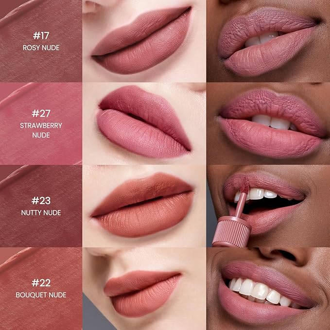 Peripera Ink the Velvet Lip Tint - High Pigment Color, Longwear, Weightless, Gluten-Free, Paraben-Free (017 ROSY NUDE)