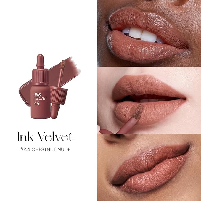 Peripera Ink the Velvet Lip Tint - High Pigment Color, Longwear, Weightless, Gluten-Free, Paraben-Free (044 CHESTNUT NUDE)