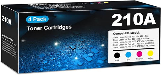210A Toner Cartridges 4301fdw for HP 210A 210X Toner Cartridges 4 pack, 4301fdw 4201dn 4201dw Toner Cartridge, HP210A HP210X 210 Toner for Color Laser Jet Pro MFP 4301fdw 4201dn 4201dw 4301fdn 4301fdn