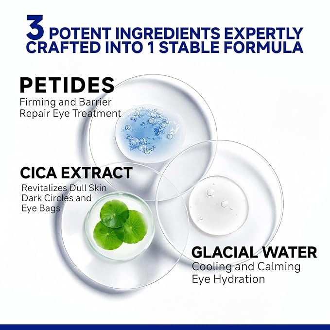 Peptide Cooling Under Eye Patches, Soothing Eye Patches Instant Reduces Dark Circles and Puffiness, Calming Under Eye Mask with Glacial Water for Bags Treatment, 24 Pairs