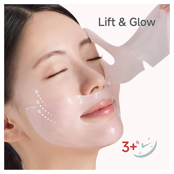 CANDORLOV Overnight Collagen Lifting Face Mask 5 Sheets, Korean Face Lifting Deep Hydrogel Mask for Glass Skin, Anti-Aging with PDRN, Hyaluronic Acid for Elasticity, Firmness