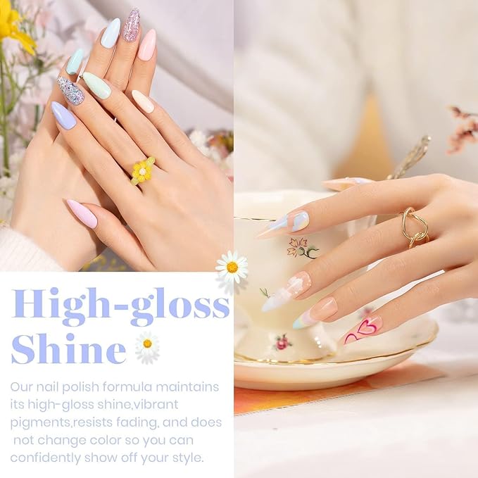 Beetles Pink Gel Nail Polish Set, 20 Color Macaron Colors Bright Pink Green Pastel Nail Polish Kit with Base Gel Glossy & Matte Top Coat Soak off Uv Nail Art Valentines Gifts for Women