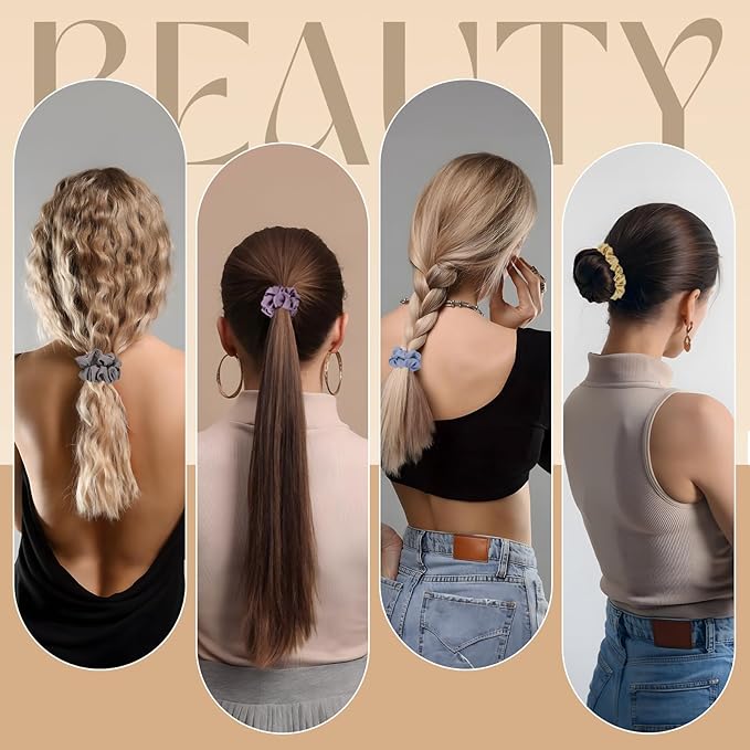Scrunchies for Women,Silk Satin Hair Scrunchies,Elastic Strengthening Hair Ties,Ponytail Holder Suitable for Thick Thin Hair,Luxury Scrunchy for Girls(8 PCS Multicolor)