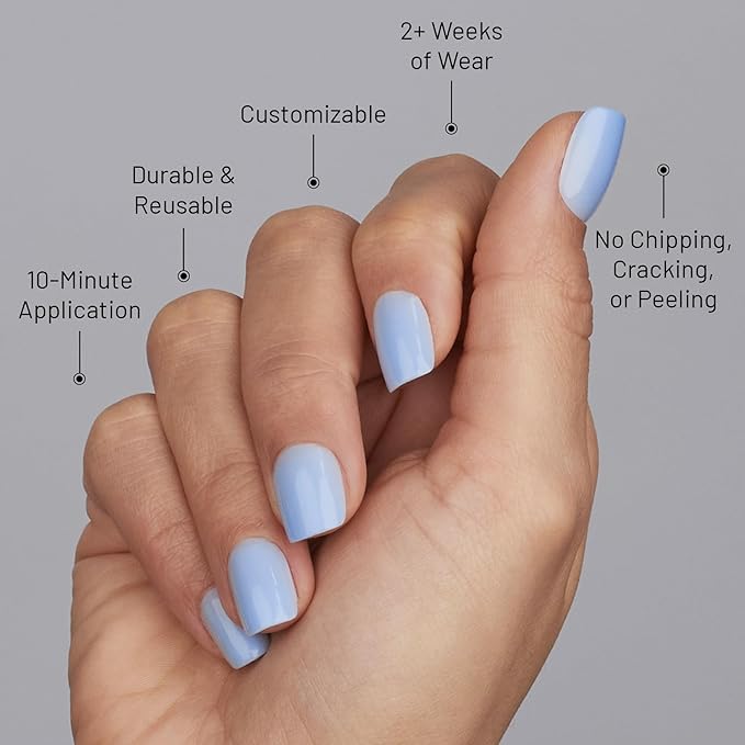 Lilac St - Press on Nails, Cloud 9 (30 Nails, 15 Sizes) - Short, Square, Glossy, Opaque - Brush-On Nail Glue, Nail File, Cuticle Stick, Prep Pad - Cruelty Free, Vegan, Women Founded
