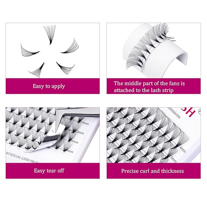 Premade Fans Eyelash Extensions 14D 0.07 C Curl Mixed Tray Middle Stem Pointed Base Lashes Extension Volume Pro Point (14D-0.07-C, 8-14mm)