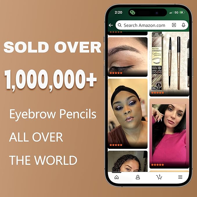 2 Pack Eyebrow Pencil, Waterproof Eyebrow Makeup with Dual Ends, Professional Brow Kit with Eyebrow Brush, Light Brown