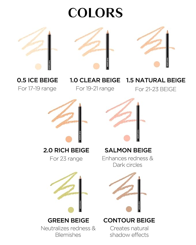 THESAEM Cover Perfection Ideal Concealer Pencil 0.04oz - 2.0 Rich Beige for Warm-Toned Deep Skin Tone 23 - Slim Multi-Use Pencil for Blemishes, Dark Circles & Touch-Up - Korean Makeup Concealer Stick