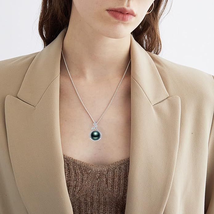 NONNYL Tahitian Black Pearl Necklace - Mom's Day Gifts for Women: Anniversary, Christmas, Birthday Jewelry