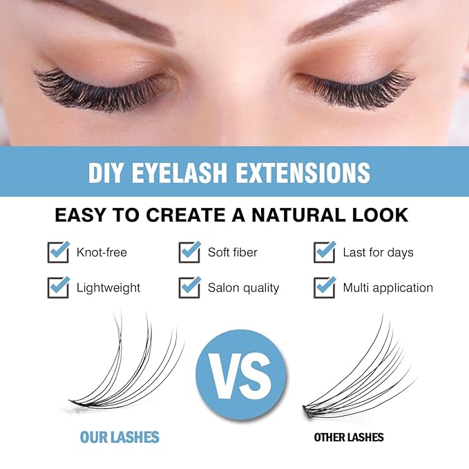 Madam Fifi 10D & 20D Lash Clusters, DIY Individual Lash Extensions, Soft Reusable Natural Eyelashes, 0.07mm C Curl, Mixed Lengths 8-14mm, Natural Look False Lashes