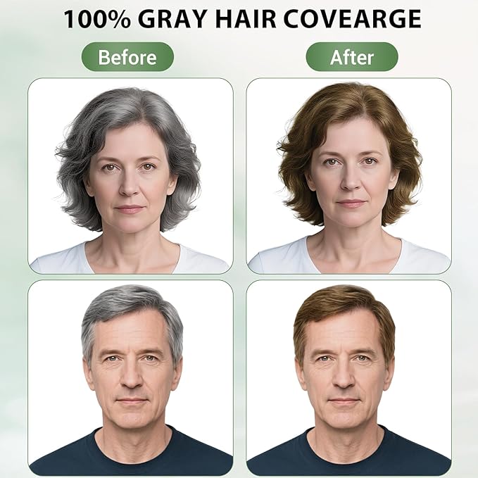 Light Brown Hair Dye Shampoo for Women Men, Gray Hair Coverage Seimi Permanent Instant 3 in 1 Hair Color Shampoo Champu Para Canas Muier