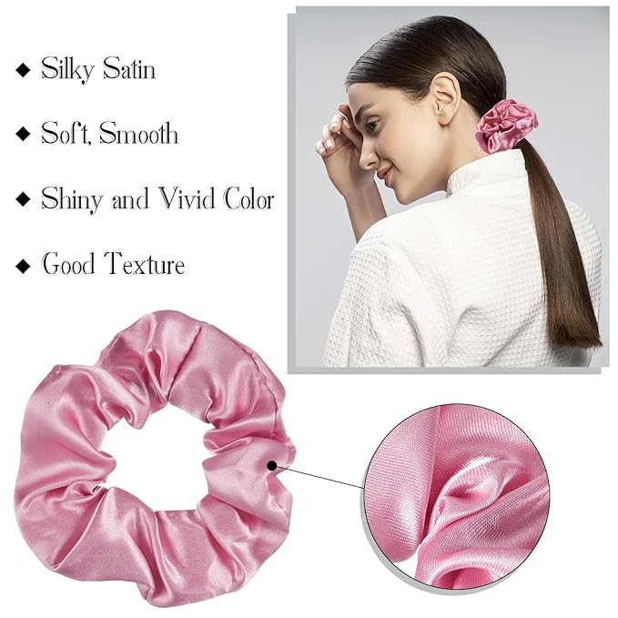 Hoteam 200 Pieces Satin Hair Scrunchies Bulk for Ponytail Holder Solid Color Satin Hair Tie Hair Elastics Bands for Women Teens Birthday Gift(Fresh Color)