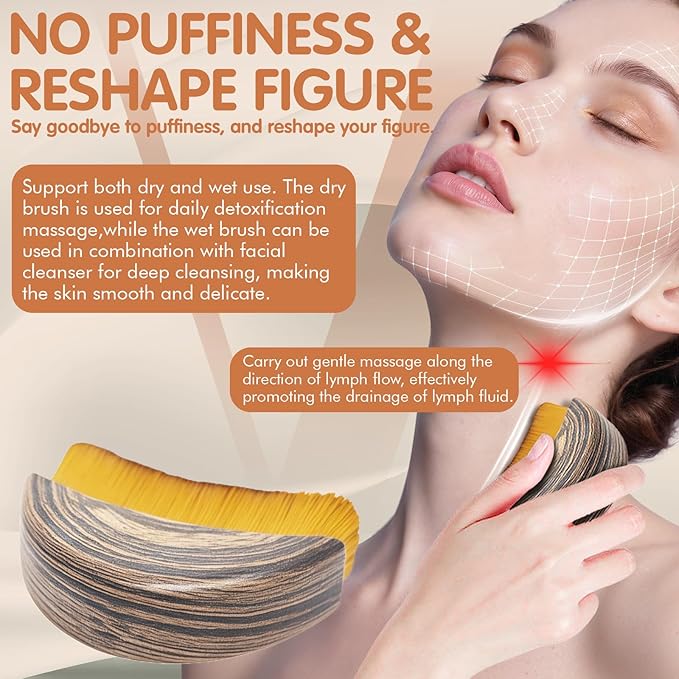 1/2 PCS Lymphatic Contour Face Brush - Facial Gua Sha Lymphatic Drainage Massager for Lifting & Sculpting, Soft Bristles for Natural Makeup, Waterproof & Easy Clean (1Pcs Contour Face Brush)