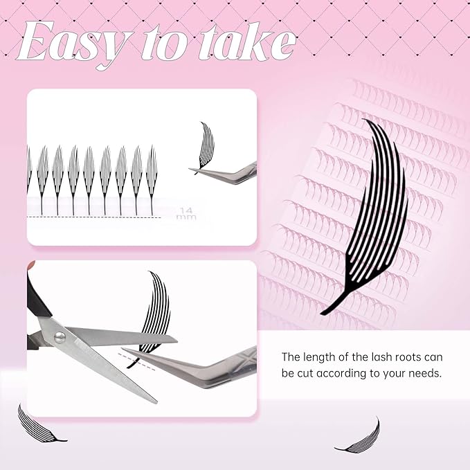 FADLASH Premade Anime Lashes Spire Premade Lash Fans 0.07 C Curl Volume Manga Lash Look Fluffy Natural Lash Extensions for Professional Salon Use (0.07-C, 8-14mm)