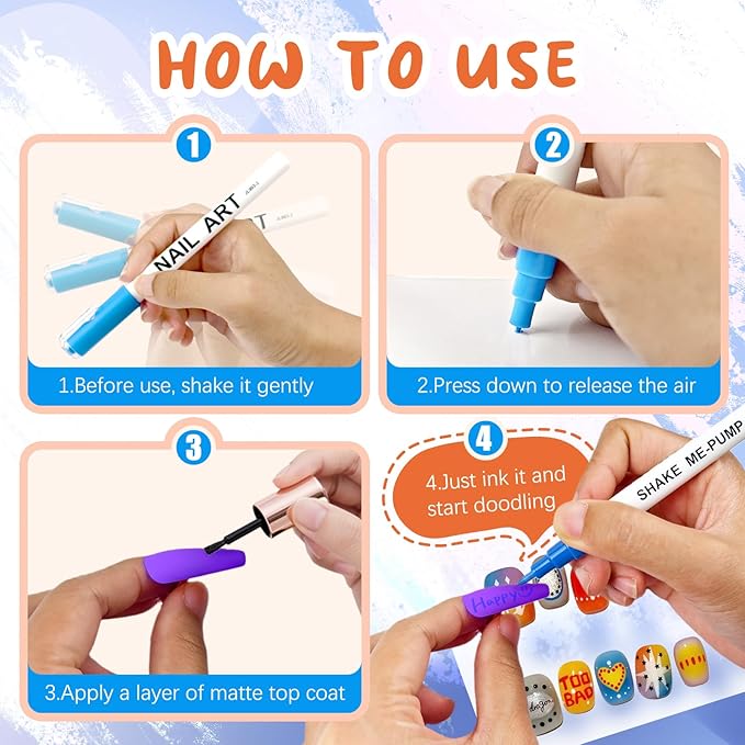 MKNZOME 12 Color Nail Art Pens for Painting Nails, 0.7 MM 2026 Fluorescent Nail Polish Pens Drawing Point Liner Acrylic Painted Pen Kit, DIY Design Manicure Tools Christmas Gifts