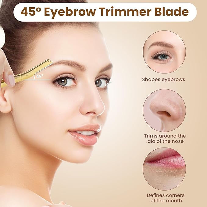 AIBRIT PRO Dermaplaning Tool for Face, Dermaplane Razor for Peach Fuzz with Metal Grip, Professional Eyebrow Razor for Women, Facial Razor for Women Gold (12 Replaceable Blades)