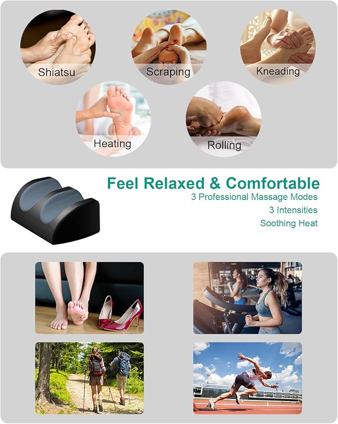 LINGTENG Foot Massager with Heat and Foot Massage, Electric Foot Massager with Cord Remote Control, Birthday Gifts for Mom and Dad (Black - Corded Electric)