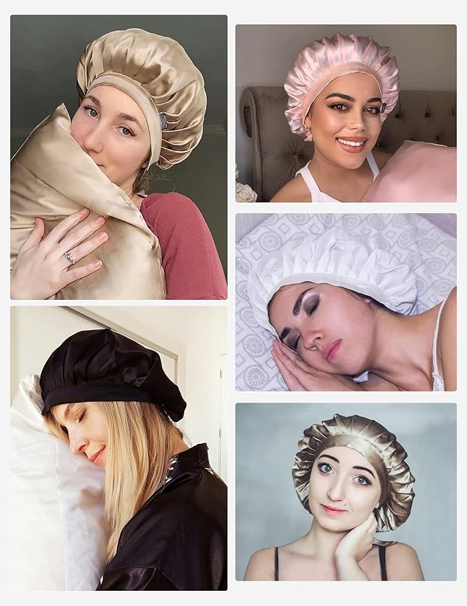 LilySilk 100% Mulberry Silk Bonnet, 19 Momme Silk Night Sleep Cap Adjustable Hair Wrap for Sleeping, Taupe