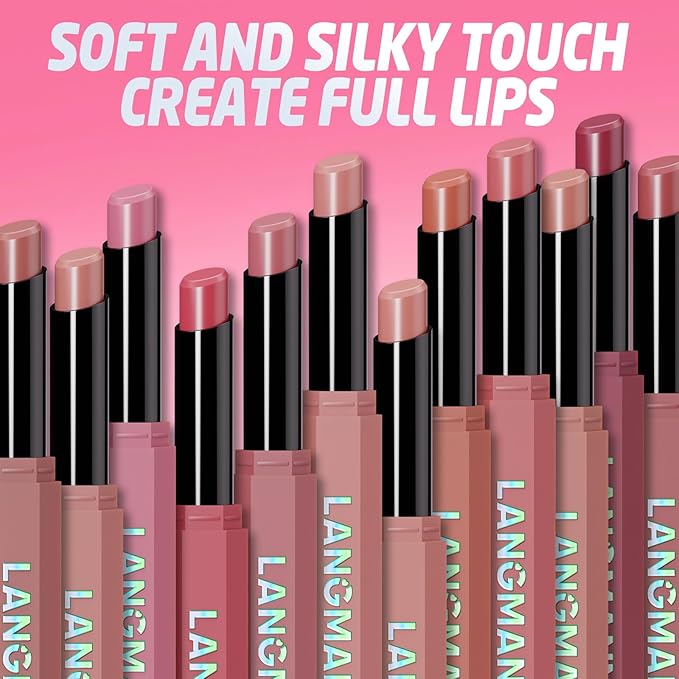 Jolilab 2Pcs Velvet Matte Lipstick Nude Matte Soft Dark Color Stick High Pigmented Long-Lasting Waterproof Lip Stick Lip Balm Beauty Cosmetics Gift for Women(#01+02)