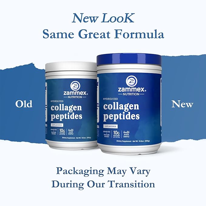 Zammex Premium Collagen Peptides Powder,Hydrolyzed Collagen Peptide for Women Men,Support for Hair Skin Nails, Joints Health,Grass Fed,Non-GMO,Keto Friendly,Gluten-Free,Easy to Digest,30 Servings