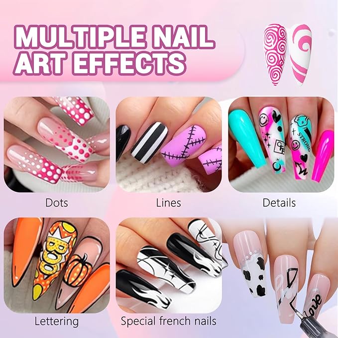 MKNZOME Nail Art Pens Set, 12 Color 0.5 MM Nail Art Markers Nail Polish Pens Drawing Painting Point Liner Painted Kit, Waterproof and Quick-drying Nail for DIY Design Manicure Tools