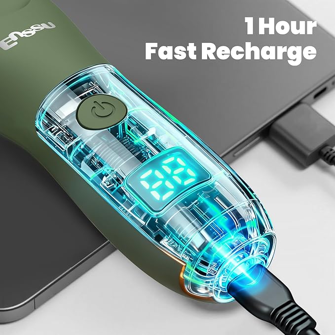 ENSSU Manscape Trimmer for Men, 2 in 1 Electric Hair Trimmer for Men - Trimmer with Ceramic Blade & Foil Shaver, No-Nick Shaving, IPX7 Waterproof Body Groomer for Bikini/Pubic/Groin