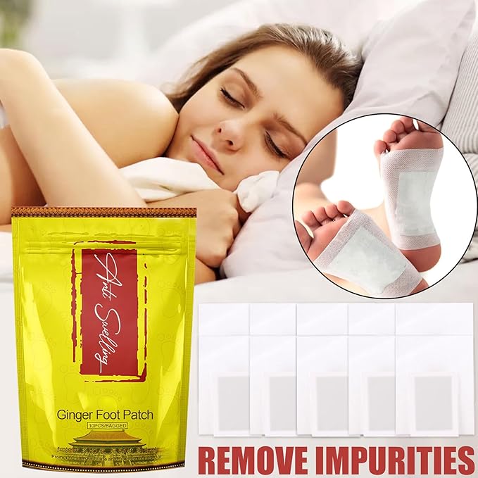 Rosarden Ginger Foot Pads, 10pcs, Detoxifying Foot Care Patches for Unisex, All Skin Types, Targets Feet