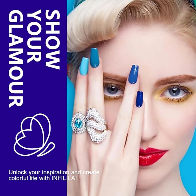 NXJ INFILILA Blue Gel Nail Polish, One-Stroke Coloring Navy Blue UV LED Gel Polish 15ml 0.51oz, Hema Free Dark Color for Nail Art Manicure DIY for Women Girls SQ216