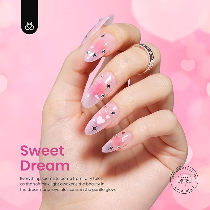 Beetles Pink Gel Nail Polish, 6 Colors Hot Pink Glitter Bright Jelly Gel Polish Soak off Uv LED Cured Nail Art Design Salon Home DIY Manicure Valentines Day Gifts for Women