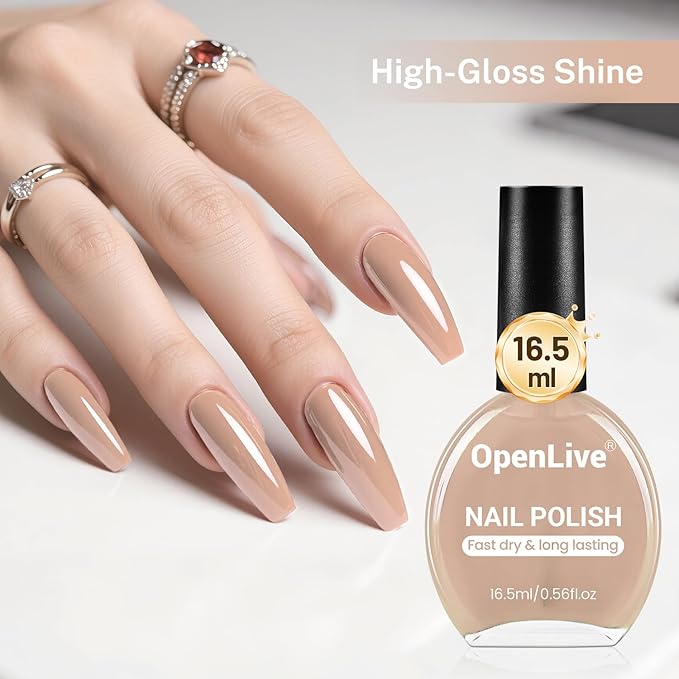 OpenLive 16.5ml Nude Pink Nail Polish Large Volume Quick Drying Light Pink Nail Polish, Fast Drying and Long Lasting Color Nail Art DIY Home Manicure Gift for Women