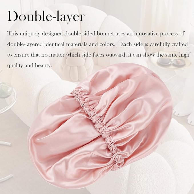 Satin Bonnet Double Layer Silk Bonnet for Sleeping Women Hair Care for Natural Curly