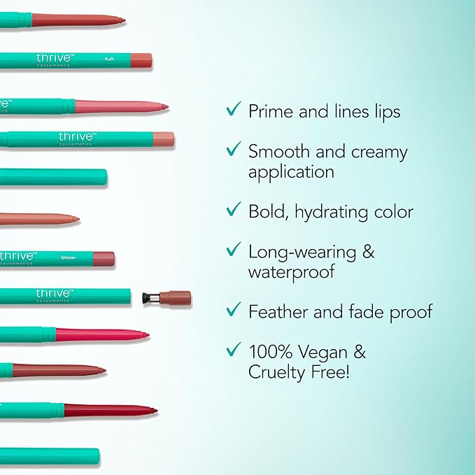 Thrive Causemetics Lip Filler Long-Wearing + Plumping Lip Liner, Shea Butter Hydrating Lip Plumper Retractable Lip Liner Pencil, Built In Sharpener, Vegan & Cruelty Free, Kackie (Mocha)
