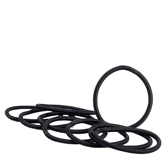 Amazon Basics No Damage Hair Elastics/Hair Ties - No Breakage, No Pain, No Pull, and No metal parts. Tangle-Free Hold for all hair types. Black, 32 Count, Ponytail Holders For All Hair Types.