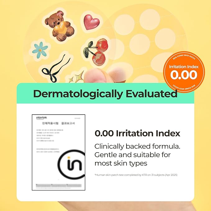 SINSURU BHA Iconic Spot Patch with Mirror Case - Hydrocolloid Patches with 5,000ppm Salicylic Acid - Day & Night Zit Patch for Targeted Sebum Care & Stylish Wear