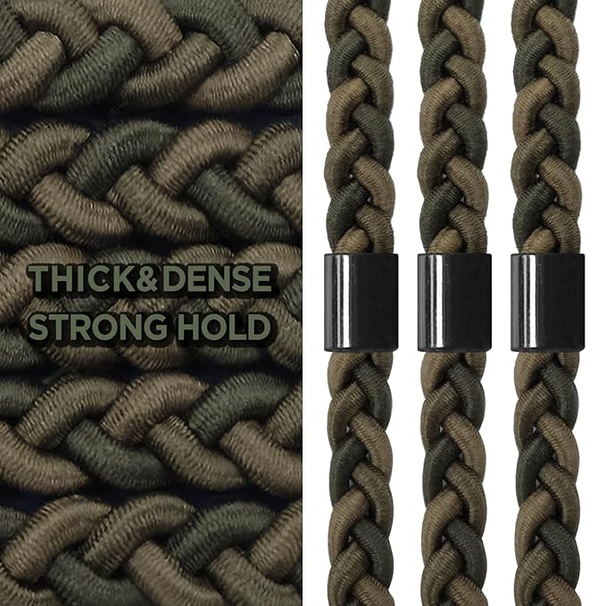 Braided Mens Hair Ties For Men 5 pcs(XL) - For Buns Curly Thick Dense Hair Elastic Hair Ties For Guys | No damage Crease Breakage Man Bun Hair Tie Men with Long Hair | Perfect hairtie(Camo)
