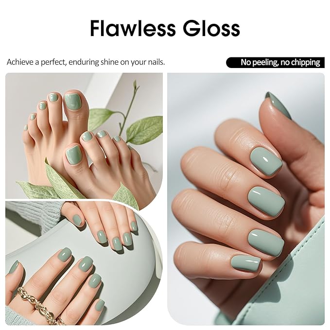 VENALISA Sage Green Gel Nail Polish, 1 Pcs Light Mint Green Gel Polish Color High Gloss Soak Off U V Nail Manicure Salon and DIY at Home Gifts for Women