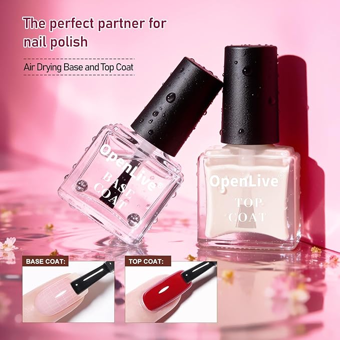 OpenLive Jelly Nail Polish Set, 10 Color With 2Pcs Base and Top Coat Quick Dry High Gloss Shine Nail Polish Non Gel Translucent Milky White Nude Pink Color Holiday Gift Giving