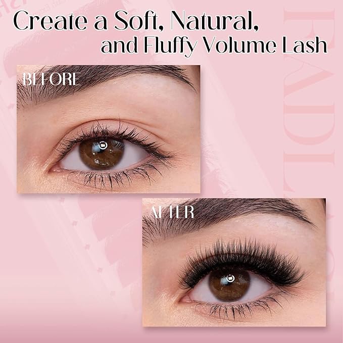FADLASH Easy Fan Lash Extension 3D Effect Fluffy Rapid Volume Double Layers Easy Fan 2D~10D Eyelash Extensions Automatic Blooming Easy Fan Lashes D Curl (0.05D 13-18mm Mixed)
