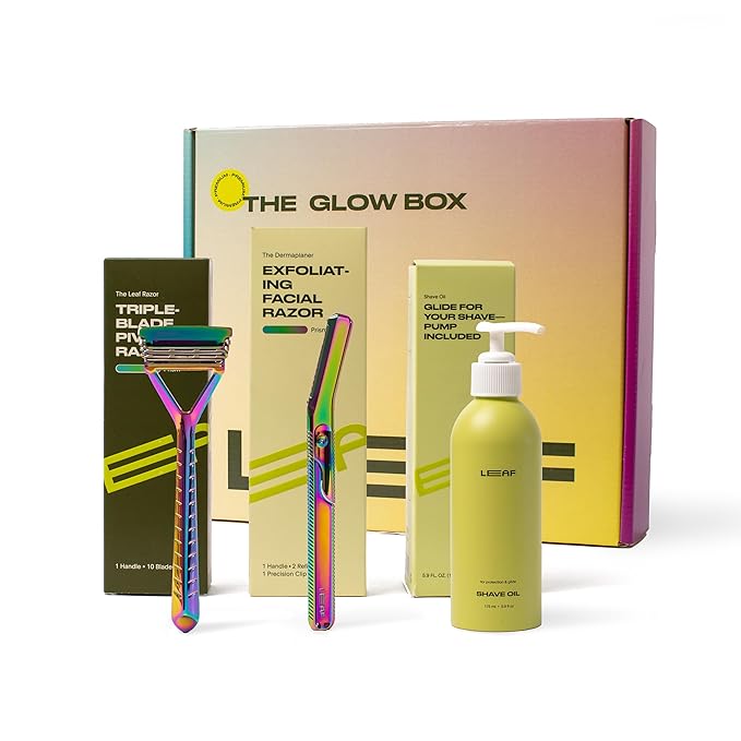 The Glow Box - Includes Prism Leaf Razor, Prism Dermaplaner, 175mL Shave Oil
